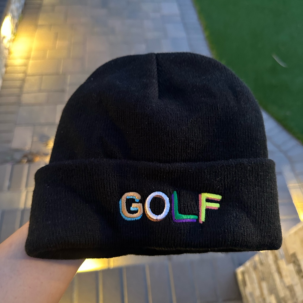 Golf Wang Black Beanie With Multicolor Golf Embroidery